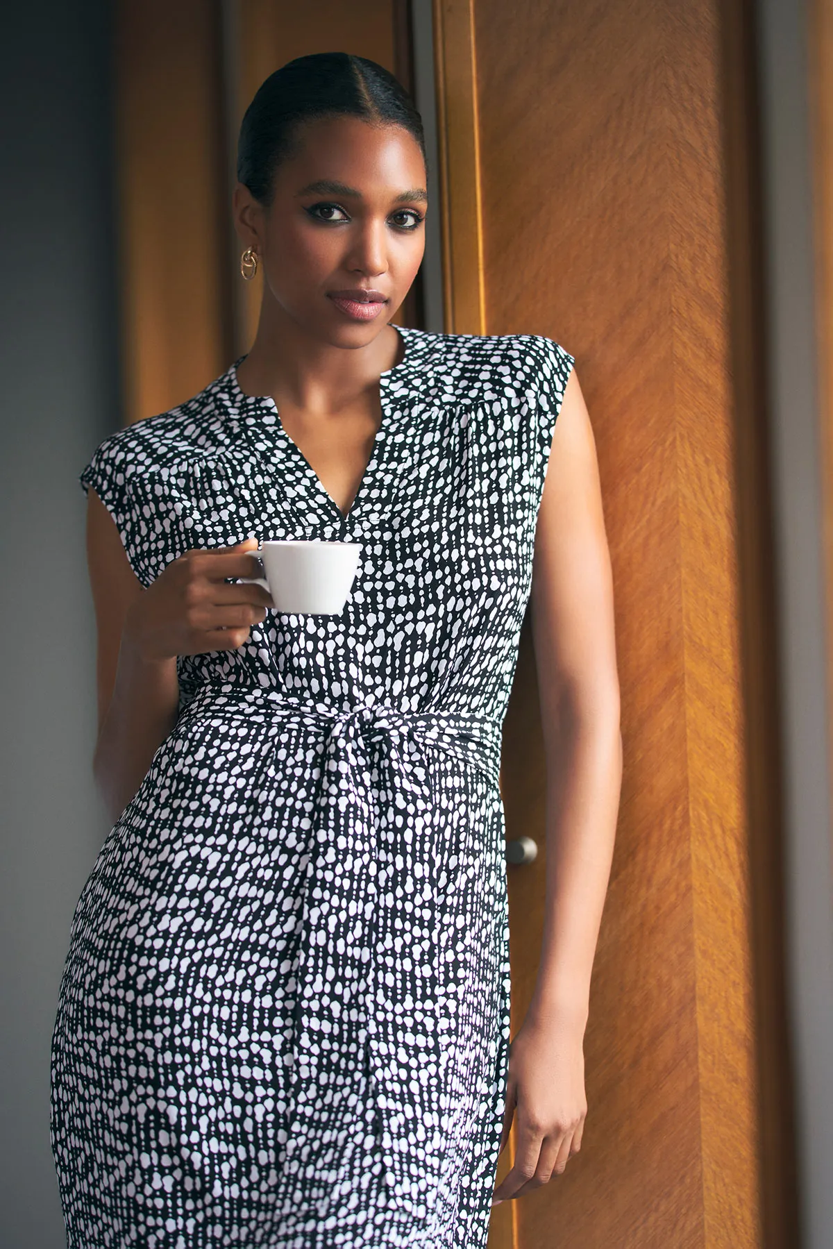 V-Neck Crepe Dress