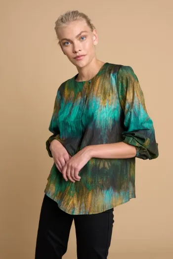 Cotton Silk Blouson Blouse