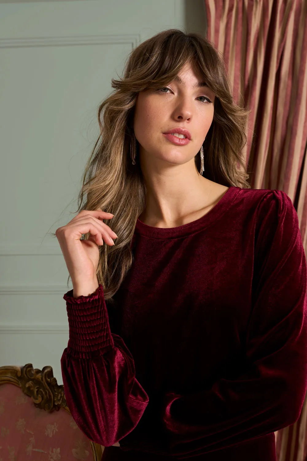 Velvet Button Back Top