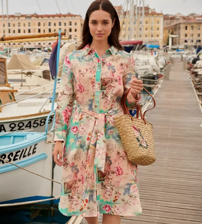 Linen Printed Shirt Dress