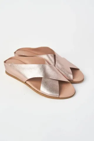 Harli Rose Gold Cross Strap Flat