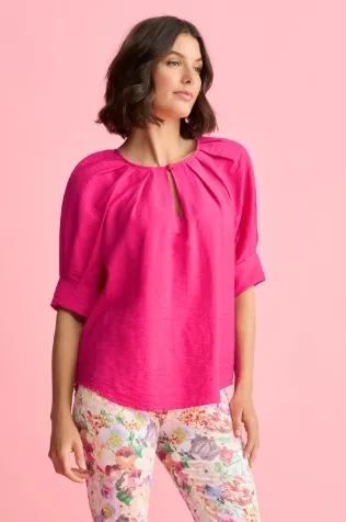 Pleated Keyhole Top