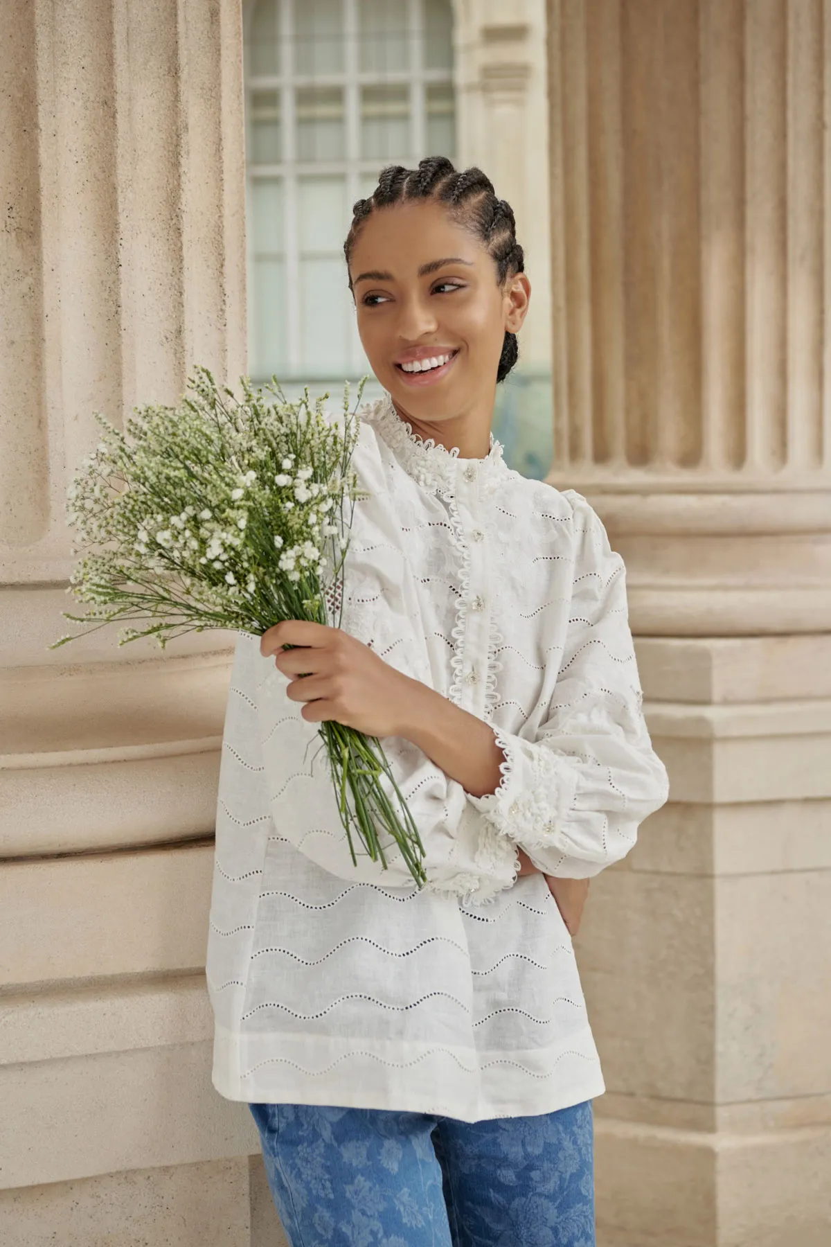Embroidered Linen Blouse