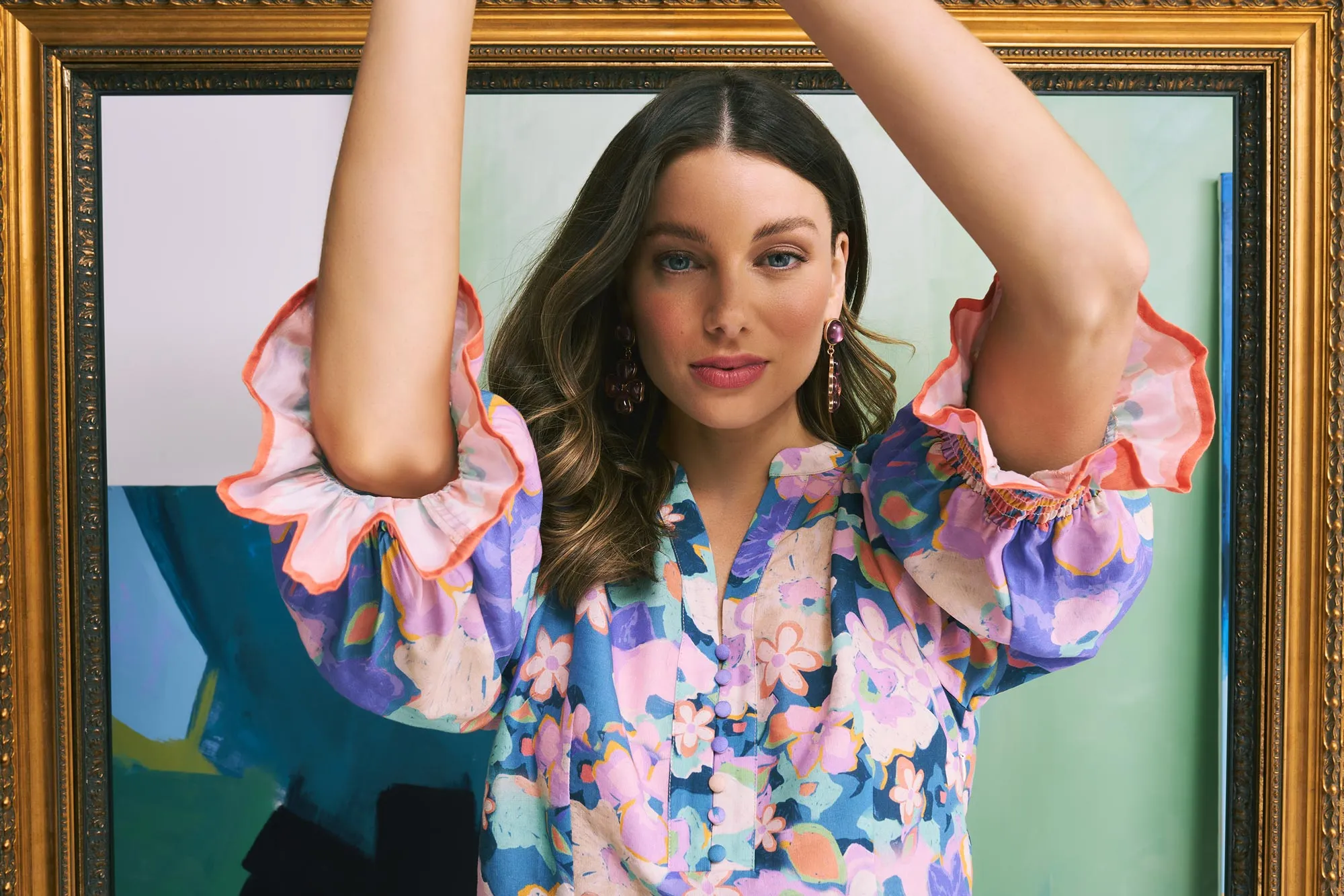 Printed Shirred Blouse