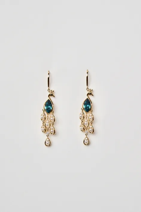 Peacock Pearl Drop Earrings