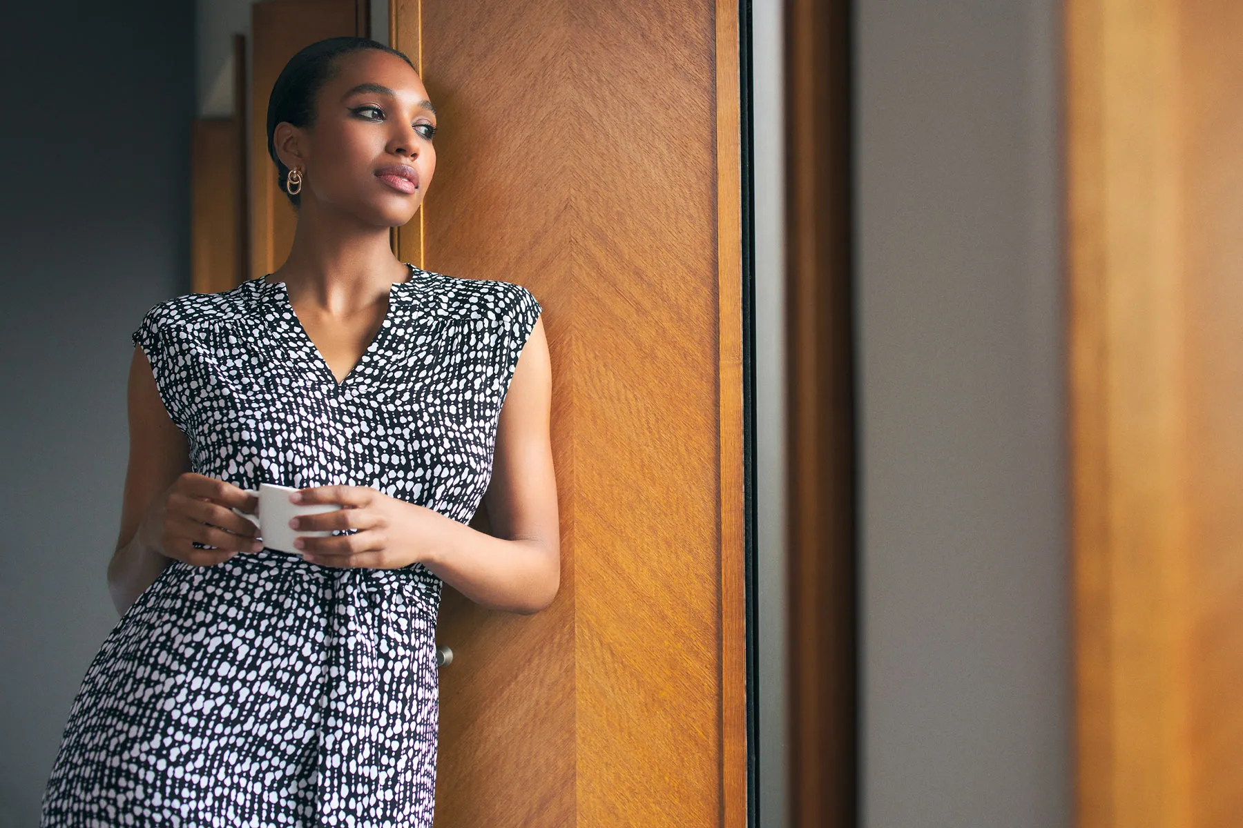 V-Neck Crepe Dress