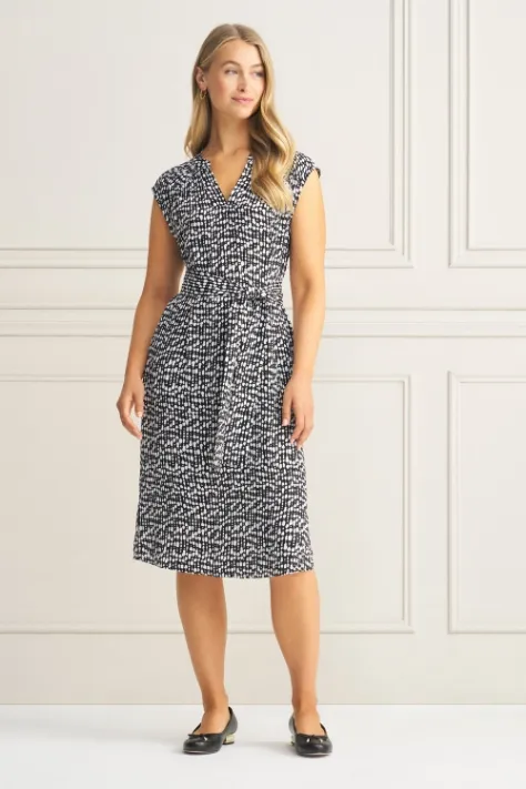 V-Neck Crepe Dress