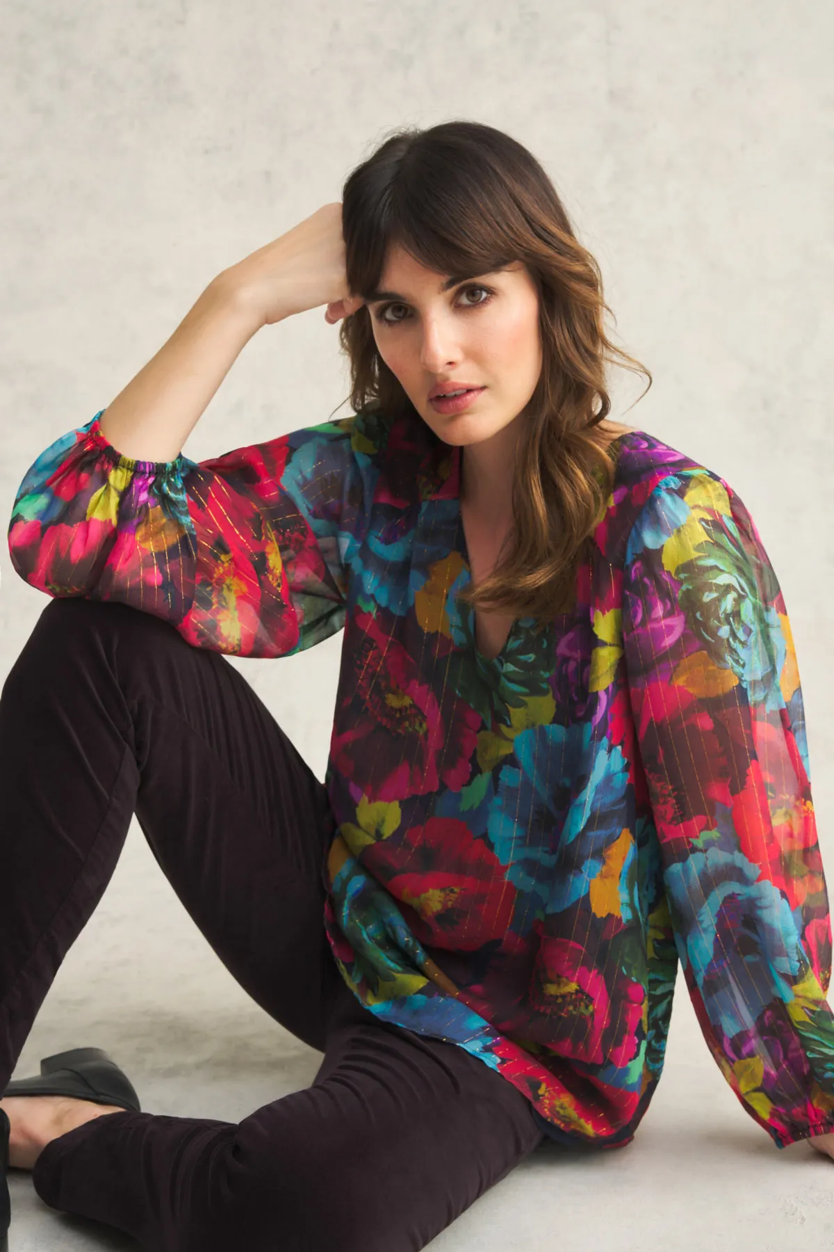 Printed Lurex Stripe Blouse