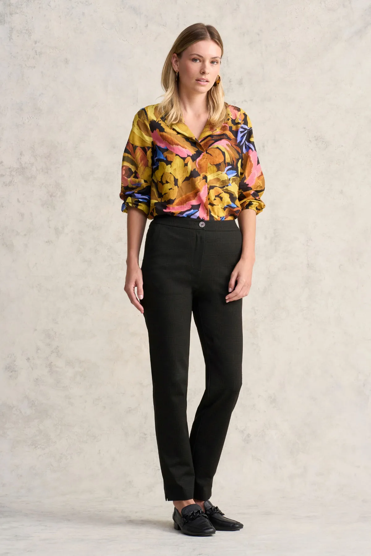 Cotton Silk Blouson Blouse